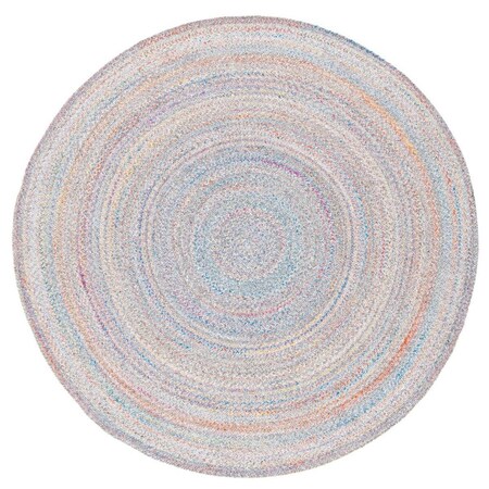 Safavieh 3 x 3 ft. Braided Flat Weave Round Area Rug; Yellow & Grey BRD851D-3R